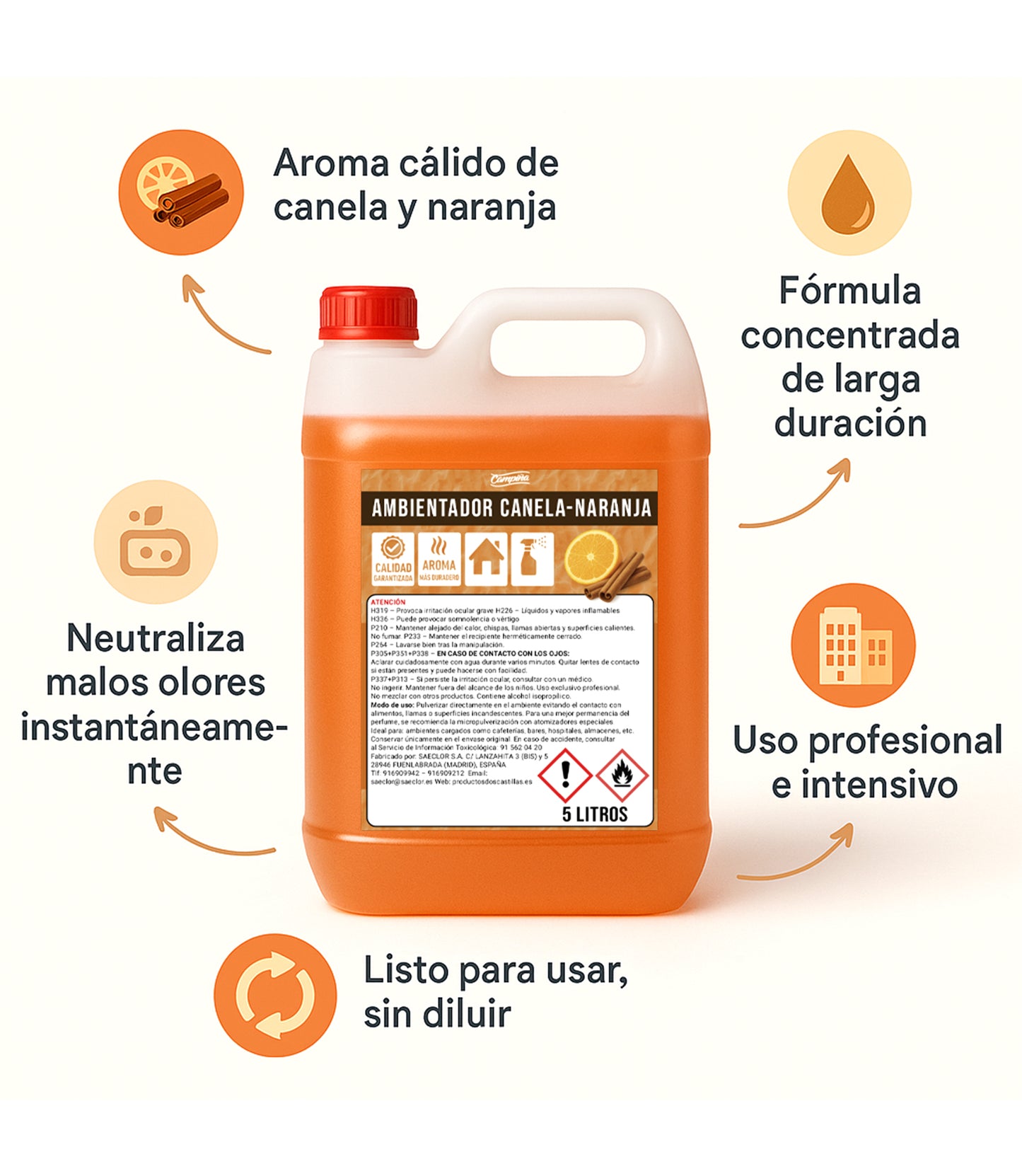 Ambientador cítrico cálido para grandes superficies 5L