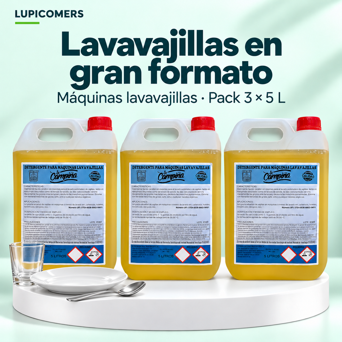 Detergente lavavajillas industrial | Pack 3 × 5 L