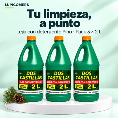 Lejía con detergente aroma Pino | Pack 3 × 2 L