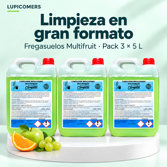Fregasuelos Multifruit con bioalcohol | Pack 3 × 5 L