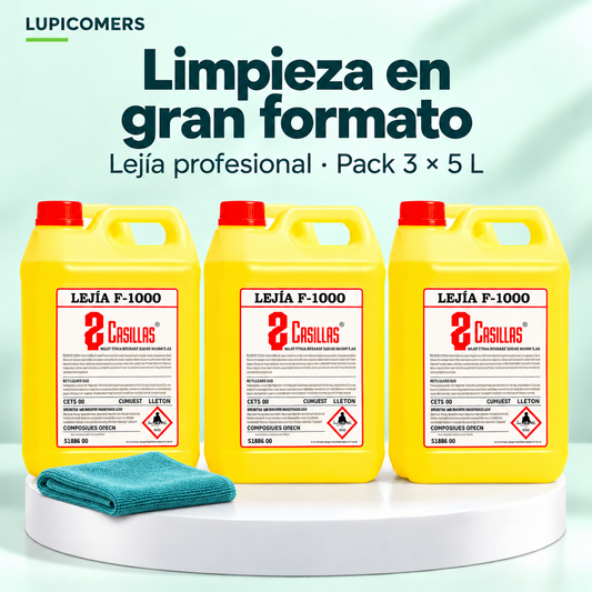 Lejía para limpieza de superficies | Pack 3 × 5 L