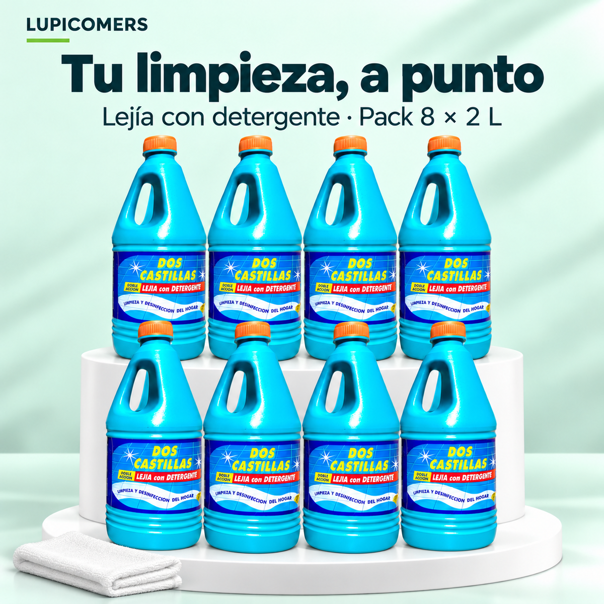 Lejía con detergente para limpieza | Pack 8 × 2 L