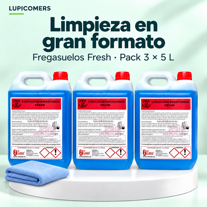 Fregasuelos Fresh con bioalcohol | Pack 3 × 5 L