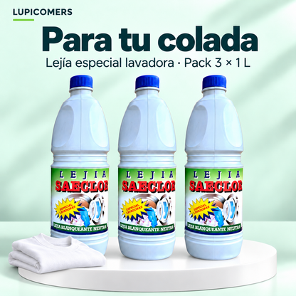Lejía para ropa blanca en lavadora | Pack 3 × 1 L