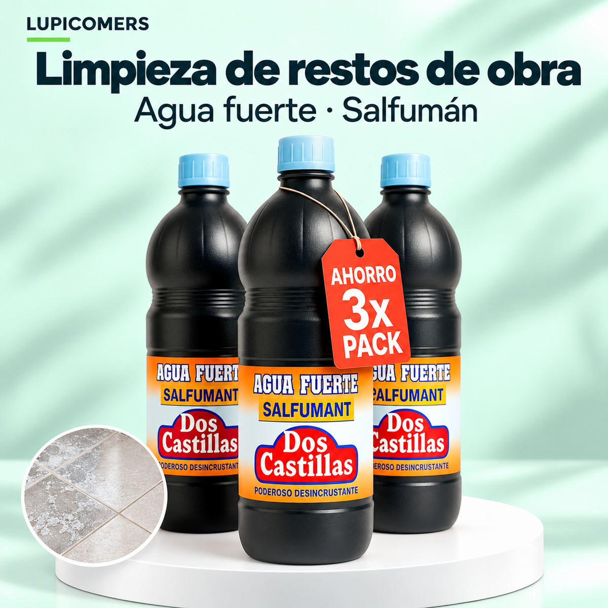 Agua fuerte salfumán: desincrustante para cal y restos de obra