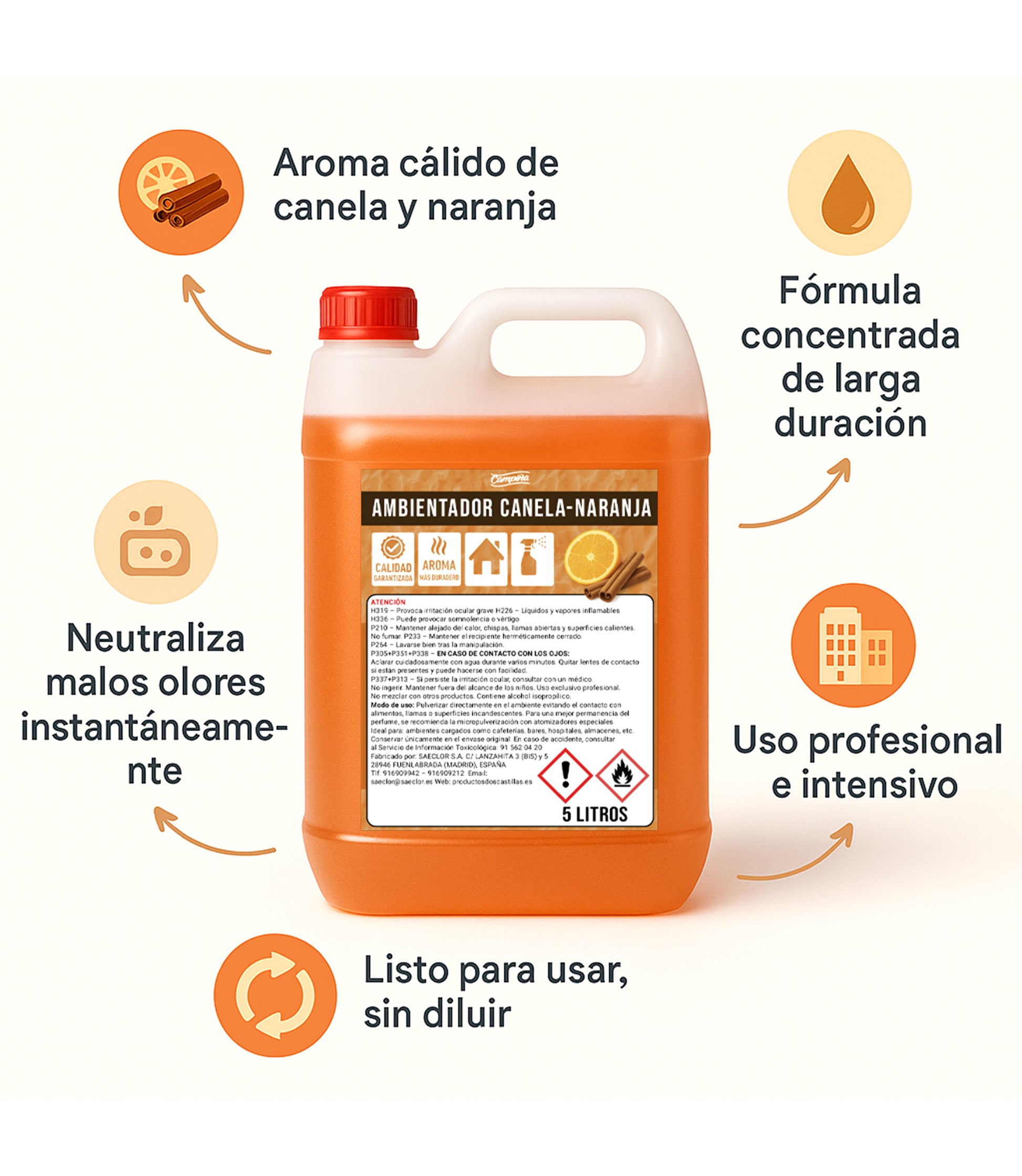 Ambientador cítrico cálido para grandes superficies 5L