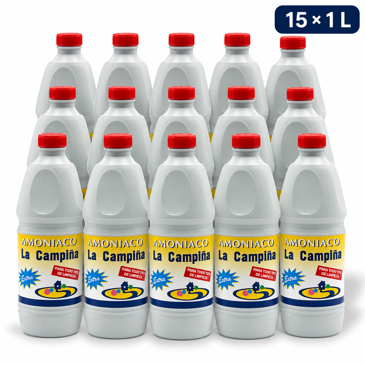 Amoniaco La Campiña para limpieza multiusos | Pack 15 × 1 L