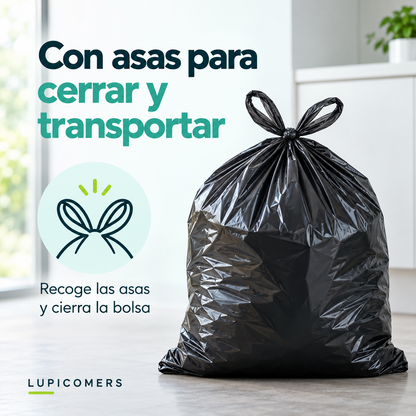 Bolsas de basura con asas 30 L | Pack 90 unidades