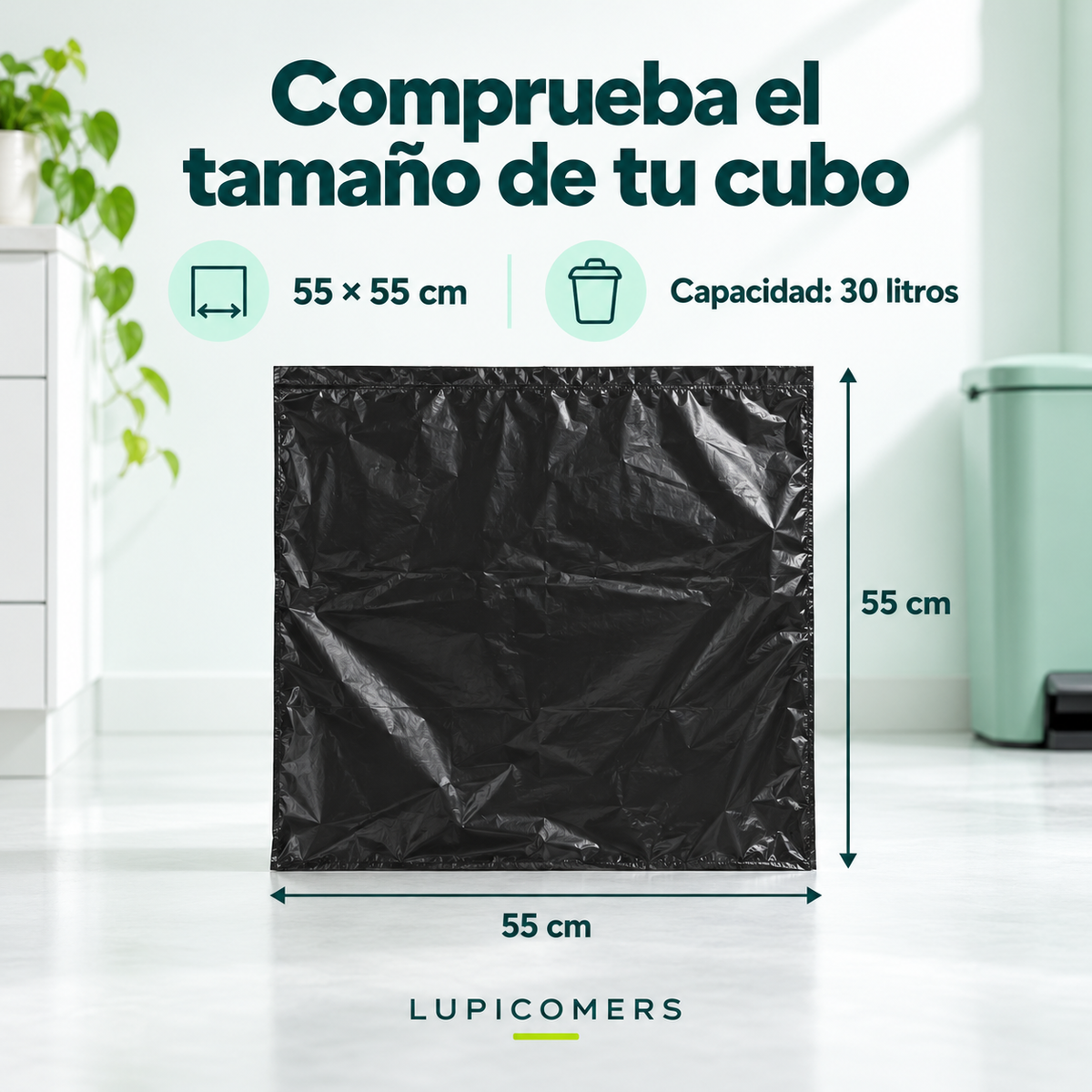 Bolsas de basura con asas 30 L | Pack 90 unidades