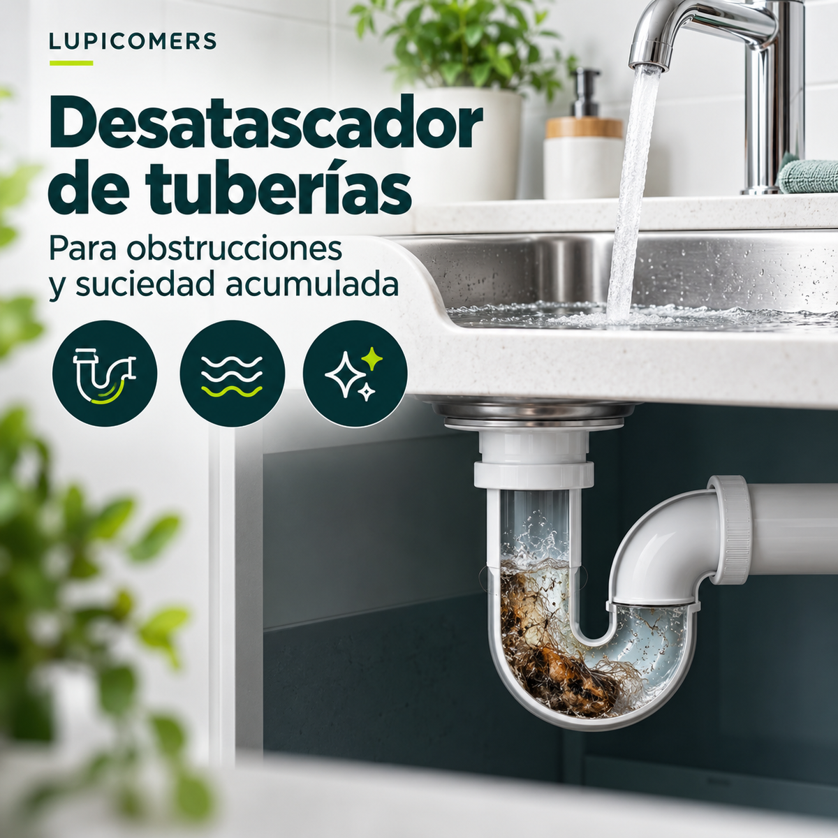 Desatascador de tuberías líquido Kiriko | Pack 3 unidades