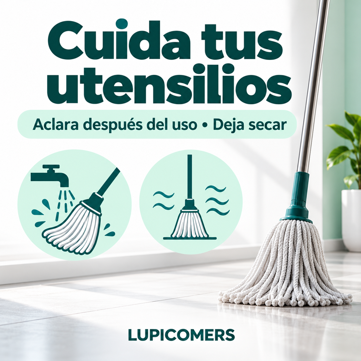 Fregonas de algodón: 3 recambios y 1 palo